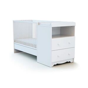 AT4 - Combiné lit bébé évolutif en bois MARELLE Blanc 60 x 120 cm - Publicité