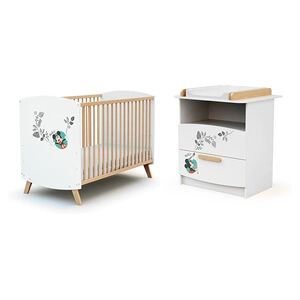 AT4 - Chambre bébé lit et commode à langer Disney Doodle Zoo Mickey en bois Blanc et Hêtre - Publicité