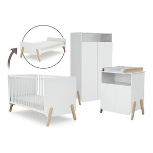 AT4 - Chambre bébé lit, commode à langer et armoire Pirate en bois Blanc et Hêtre - Publicité