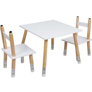 Ensemble Table Et 2 Chaises Pour Enfants En Bois Crayon - Publicité
