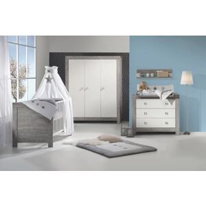 Ensemble lit enfant commode armoire 3 portes Nordic Driftwood bois...