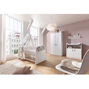 Schardt Ensemble lit enfant commode armoire 2 portes Classic White bois... 70x140 cm