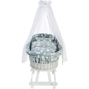 Alvi® Berceau bebe complet Birthe blanc 911-1 animaux zoo bleu poudre