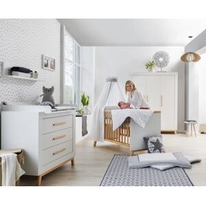 Schardt Ensemble lit enfant commode à langer armoire 3 portes Miami White... 70x140 cm