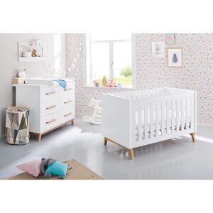 Pinolino Ensemble lit bébé commode à langer Riva blanc/naturel