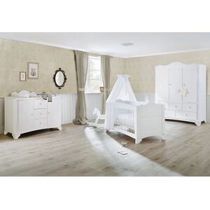 Pinolino Ensemble lit bébé commode à langer armoire 3 portes Pino blanc