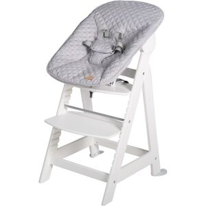 Chaise haute enfant évolutive Born Up 2en1 bois blanc, transat Style gris