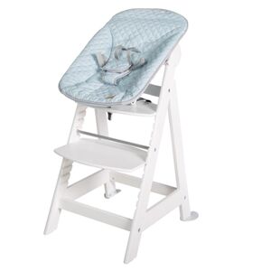 Chaise haute enfant évolutive Born Up 2en1 blanc, transat Style turquoise