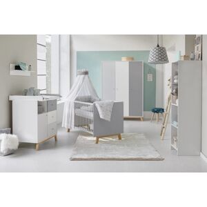 Schardt Ensemble lit enfant commode armoire 3 portes Vegas bois, blanc 70x140 cm 70x140 cm