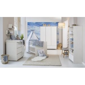 Schardt Ensemble lit enfant armoire 3 portes commode à langer Capri White... 70x140 cm