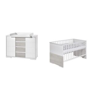 Schardt Ensemble lit enfant commode à langer Maxx Boathouse bois blanc/gris... 70x140 cm