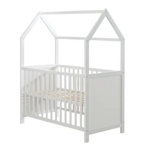 roba Lit à barreaux cabane enfant bois blanc 60x120 cm 60x120 cm