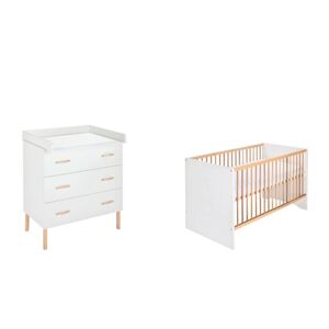 Schardt Ensemble lit enfant commode à langer Melody White bois 70x140 cm 70x140 cm