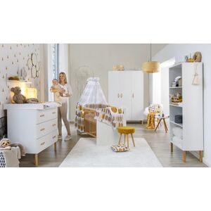 Schardt Ensemble lit enfant armoire 3 portes commode Melody White bois 70x140 cm 70x140 cm