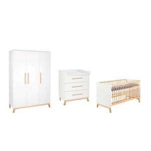 Schardt Ensemble lit enfant armoire 3 portes commode Venice bois 70x140 cm 70x140 cm