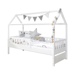 TiCAA Lit cabane enfant Maison de rêve bois 90x200 cm 90x200 cm