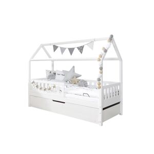 TiCAA Lit cabane enfant Maison de reve deuxieme lit bois 90x200 cm