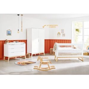 Pinolino Ensemble lit enfant armoire 2 portes commode Bridge bois large... 70x140 cm