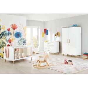 Pinolino Ensemble lit enfant commode armoire 2 portes Lumi bois large 70x140 cm 70x140 cm