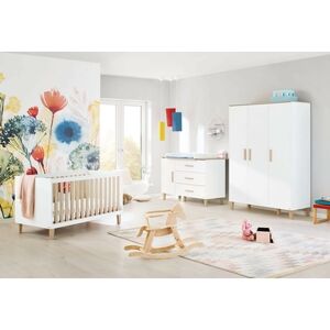 Pinolino Chambre bébé trio lit armoire 3 portes commode Lumi bois extra large... 70x140 cm