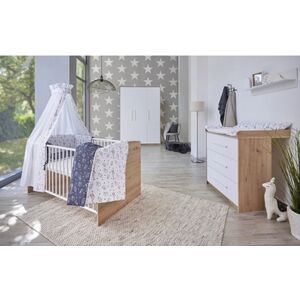 Schardt Chambre bébé trio lit Pepe armoire 3 portes commode bois 70x140 cm 70x140 cm