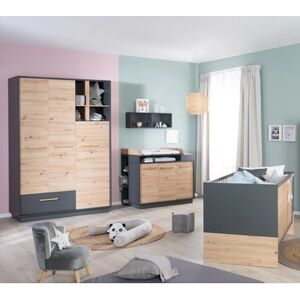 roba Chambre bébé trio lit Lenn armoire 3 portes commode bois 70x140 cm 70x140 cm