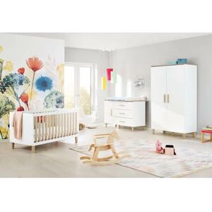 Pinolino Chambre bébé trio lit Lumii armoire 2 portes commode Lumi extra... 60x120 cm