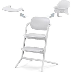 CYBEX Gold LEMO Set Chaise Haute 3en1, Grandit avec l’enfant, 6 mois 99 ans, Dès la naissance avec un Transat  séparé; Baby Set et plateau repas inclus; aluminium / plastique ; All White - Publicité