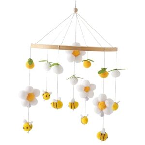 Sharplace Mobile de berceau de chambre d'enfant, jouet sensoriel de fleurs fraîches et d'abeilles, hochet carillon éolien pour nouveau-né, décoration de chambre, jaune - Publicité