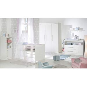 roba Chambre Bébé Complète Maren Lit Évolutif 70 x 140 cm + Commode à Langer + Armoire 3 Portes Blanc - Publicité