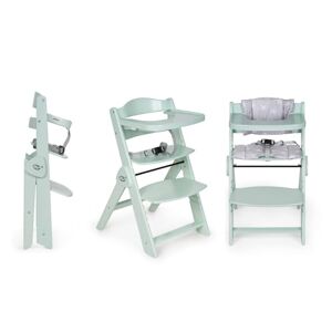 ms Chaise haute pour bébé en bois pliable – évolutive – Chaise haute, ergonomique, réglable, sécurisée, turquoise/gris - Publicité