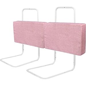 YRHome Lot de 2 barrières de lit pour enfant 50 cm Réglable en hauteur 5 trous Protection contre les chutes Souple Avec fermeture éclair amovible et lavable Rose cerise - Publicité