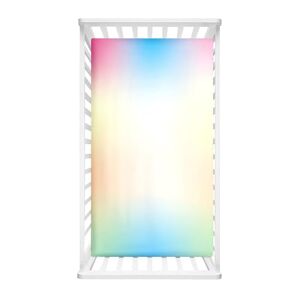 Odot Drap Housse pour Lit de Bébé, Couleur Dégradée Draps Housses Enfants Douce Protège Matelas Extensible pour Fille et Garçon, Lit Bébé, Berceau, Lit Parapluie (80x40cm,Multicolore) - Publicité