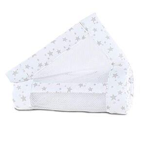 babybay Tour de Lit en Maille-Piqué Convient pour Modèle Maxi Boxspring Comfort/Comfort Plus Blanc avec Étoiles Gris Perle 1 Unité - Publicité