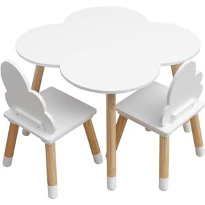 Rebecca Mobili Ensemble Table et Chaises pour Enfants, Chaises et Table pour Chambre d'enfant Brun Clair Blanc, MDF, Style Nordique Taille : 44 x 60 x 60 cm / 50 x 25 x 25 cm Art. RE6733 - Publicité