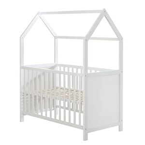 roba Lit Bébé Cabane Évolutif 60x120 Lit Cododo Convertible en Canapé Réglable en Hauteur Blanc - Publicité