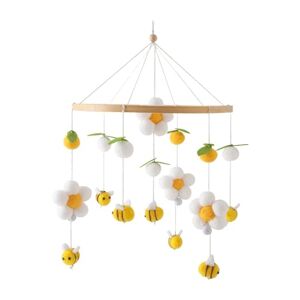 perfk Cloche de lit Mobile suspendue pour berceau de bébé, jouets Montessori, fleurs fraîches et abeilles pour garçons et filles, décoration de plafond, jaune - Publicité