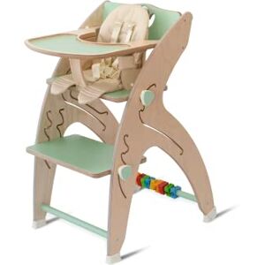 QuarttoLino Maxi Set : chaise + insert bébé + coussin d'assise (coton) + sangle + table + dés, volant (vert) - Publicité