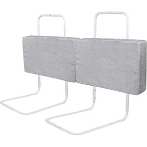 YRHome Lot de 2 barrières de lit pour enfant 50 cm Réglable en hauteur 5 trous Protection contre les chutes Barrière souple avec fermeture éclair amovible et lavable Lin gris - Publicité