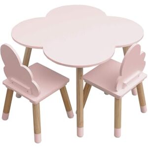 Rebecca Mobili Ensemble Table et 2 Chaises pour Enfants, pour la Décoration de la Chambre des Enfants, Rose Marron, MDF Pin Dimensions : 44 x 60 x 60 cm / 50 x 25 x 25 cm Art. RE6899 - Publicité