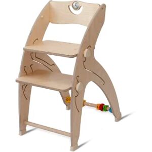 QuarttoLino Chaise haute 7 en 1 pour bébé En bois À partir de 6 mois Évolutive Réglable en hauteur Charge maximale : 110 kg Set Mini (naturel) - Publicité