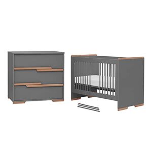 Pinio Lit bébé 60x120 et commode à langer Snap Gris et bois - Publicité