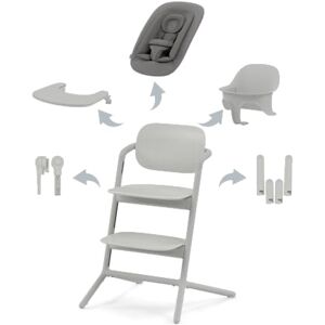 CYBEX Gold LEMO Set Chaise Haute 4en1, évolutive, 0 99 ans, Dès la Naissance, Inclus Nid de transat, Plateau, Réducteur nouveau-né, Appui-tête et Set Adaptateurs : Aluminium / Plastique ; Suede Grey - Publicité