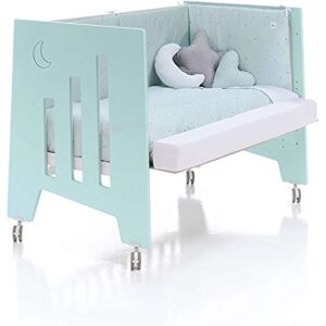 Alondra Lit bébé cododo (3en1) OMNI Vert Mint 120 x 60 convertible en 3 étapes : lit bébé, cododo et bureau, avec 5 hauteurs de sommier et roulettes C181-M7755, Pack OMNI-K10 - Publicité