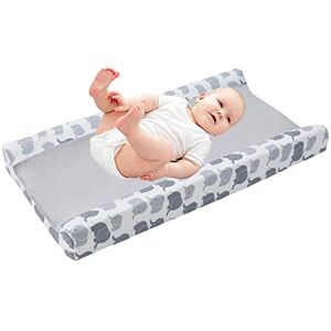 URFEDA Housse de Matelas à Langer pour BéBé, Douce et Respirante Housse de Table a Langer en Coton, housse de protection matelas à langer amovible, Housse de lit Extensible nouveau-né, Eléphant Gris - Publicité