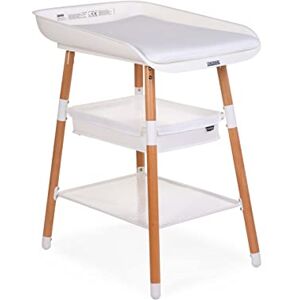 Childhome , Table A Langer Bebe, Evolutive, 4 Hauteurs, Facile À Déplacer, Roues, Système Freinage, Robuste, Panier Rangement, Coussin Inclu, Evolux, Blanc Naturel - Publicité