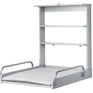 roba Table à Langer Murale Rabattable en Bois Laqué Taupe + Matelas de Change Hydrofuge " Style gris" 2 Étagères Pratiques Supporte Jusqu'à 15 kg Peu Encombrante - Publicité