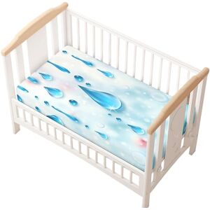 Odot Drap Housse pour Lit de Bébé, Motif Goutte d'eau Draps Housses Enfants Douce Protège Matelas Extensible pour Fille et Garçon, Lit Bébé, Berceau, Lit Parapluie (Bleu,80x40cm) - Publicité