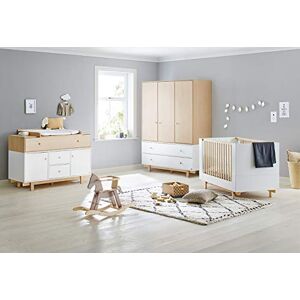 PINOLINO Ensemble de meubles pour chambre d'enfant Boks extra large, lit de bébé, commode à langer et armoire, marron/blanc - Publicité