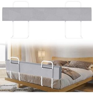 Joparri Barrière de lit pour enfant 150 cm Réglable en hauteur 5 trous Forme réglable Gris - Publicité